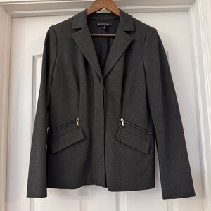 Lafayette 148 Blazer Women's Size 10 Gray Long Sleeve Button Stretch Suit Jacket